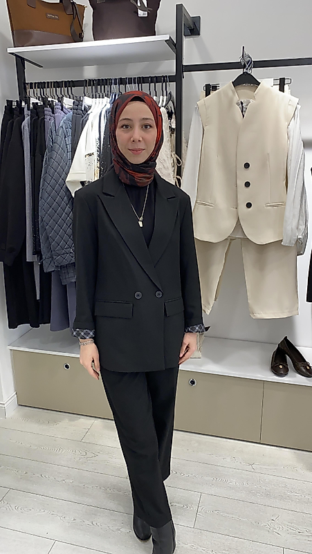 Astarı Desenli Blazer Ceket